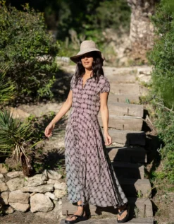 Lyrical Sisters Printed Maxi Shirt Dress Black