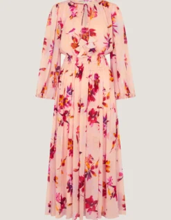 Mabel Long Sleeve Floral Maxi Dress Pink