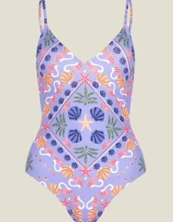 Mabel Shell Print Swimsuit Blue