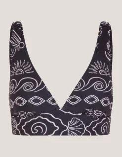 Macie Shell Print Bikini Top Black