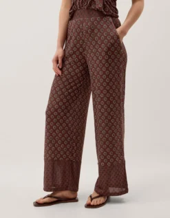 Magdalena Geometric Jersey Trousers Brown