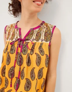 Magdalena Sleeveless Paisley Top Yellow