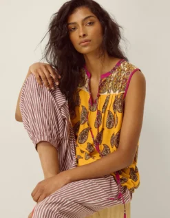 Magdalena Sleeveless Paisley Top Yellow