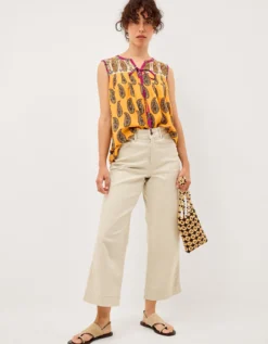 Magdalena Sleeveless Paisley Top Yellow
