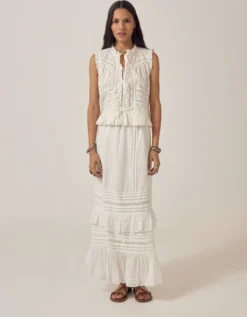 Maison Hotel Camila Embroidered Lace Top White