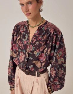 Maison Hotel Luna Paisley Print Blouse Black