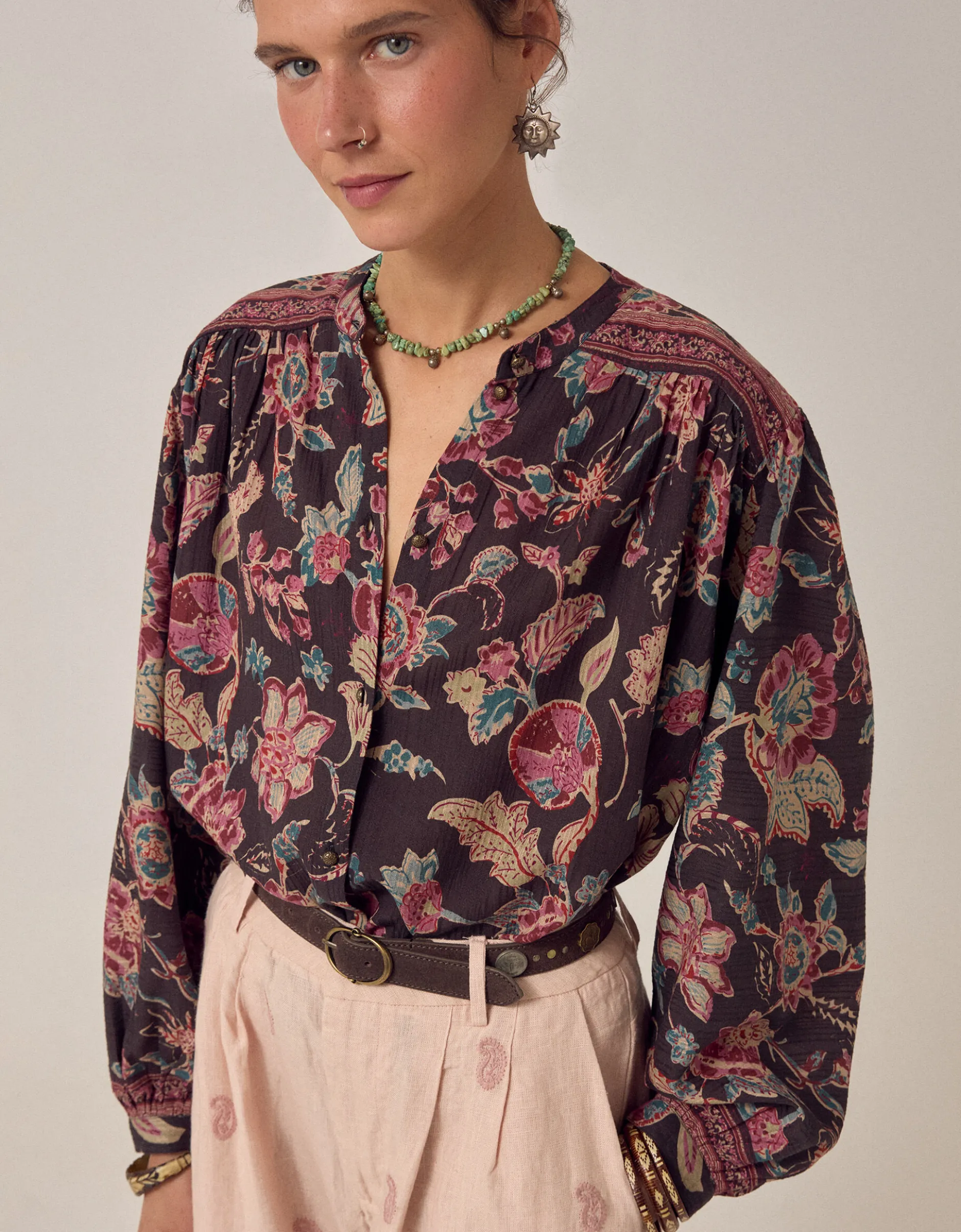 Maison Hotel Luna Paisley Print Blouse Black