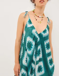 Malia Artisanal Print Culotte Jumpsuit Teal