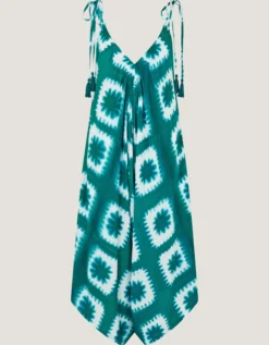 Malia Artisanal Print Culotte Jumpsuit Teal
