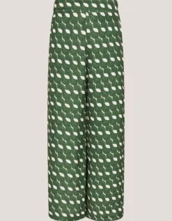 Maren Geometric Print Wide Leg Trousers Green