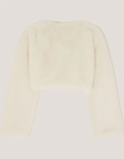 Marie Bow Faux Fur Shrug Ivory