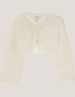 Marie Bow Faux Fur Shrug Ivory