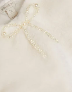 Marie Bow Faux Fur Shrug Ivory