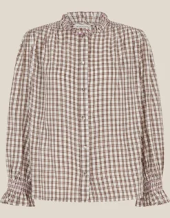 Marlo Check Blouse Brown