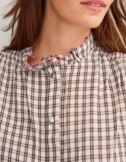 Marlo Check Blouse Brown