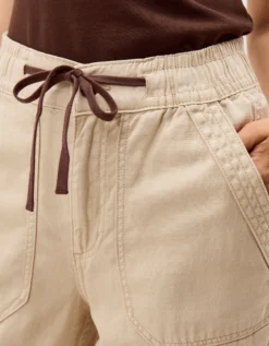 Megan Cropped Barrel Trousers Natural