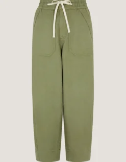 Megan Cropped Barrel Trousers Green