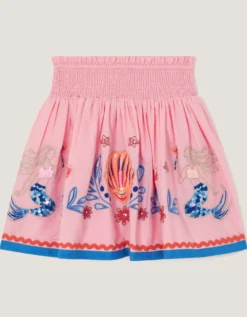 Mermaid & Shell Embellished Skirt Pink