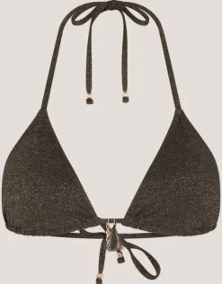 Mia Glitter Triangle Bikini Top Black