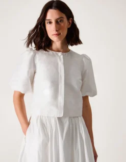 Mia Puff Sleeve Wedding Jacket Ivory