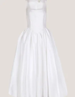 Mia Sleeveless Drop Waist Midi Wedding Dress Ivory