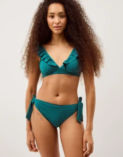 Mia Textured Frill Bikini Top Teal