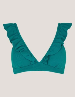 Mia Textured Frill Bikini Top Teal