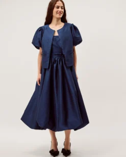 Mila Puff Sleeve Bow Jacket Blue
