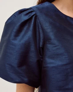 Mila Puff Sleeve Bow Jacket Blue