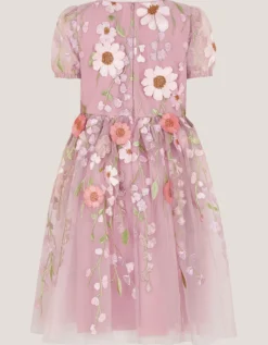 Minnie Floral Appliqué Party Dress Pink