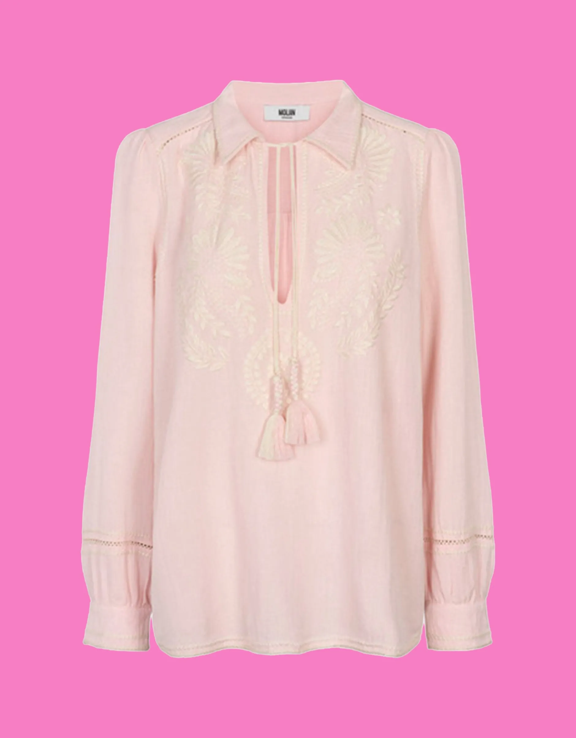 Moliin Vaeda Embroidered Cotton Shirt Pink