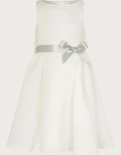 Molly Scuba Bow Bridesmaid Dress Ivory