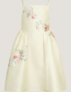 Molly Strappy Floral Party Dress Ivory