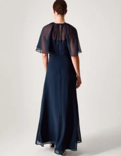 Mona Angel Sleeve Maxi Dress Blue