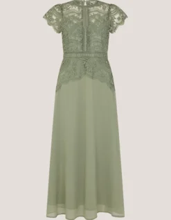 Monica Lace Midi Bridesmaid Dress Green