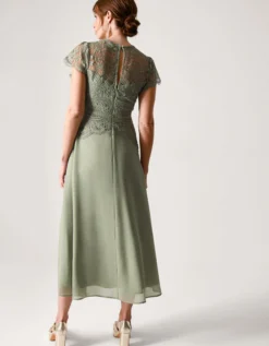 Monica Lace Midi Bridesmaid Dress Green