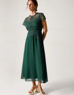 Monica Lace Midi Bridesmaid Dress Green