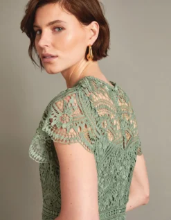 Monica Lace Midi Bridesmaid Dress Green