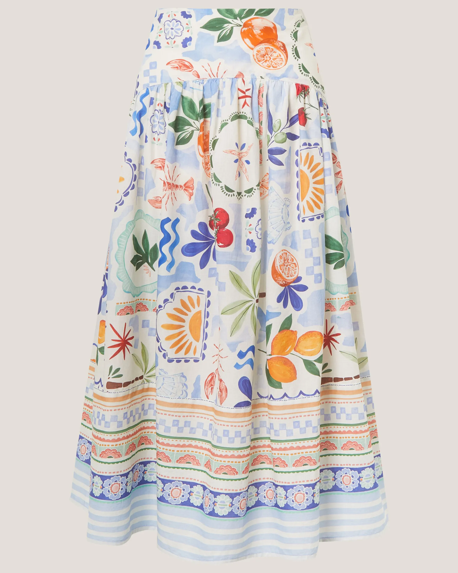 Monsoon x Charlie Taylor Printed Midi Skirt White