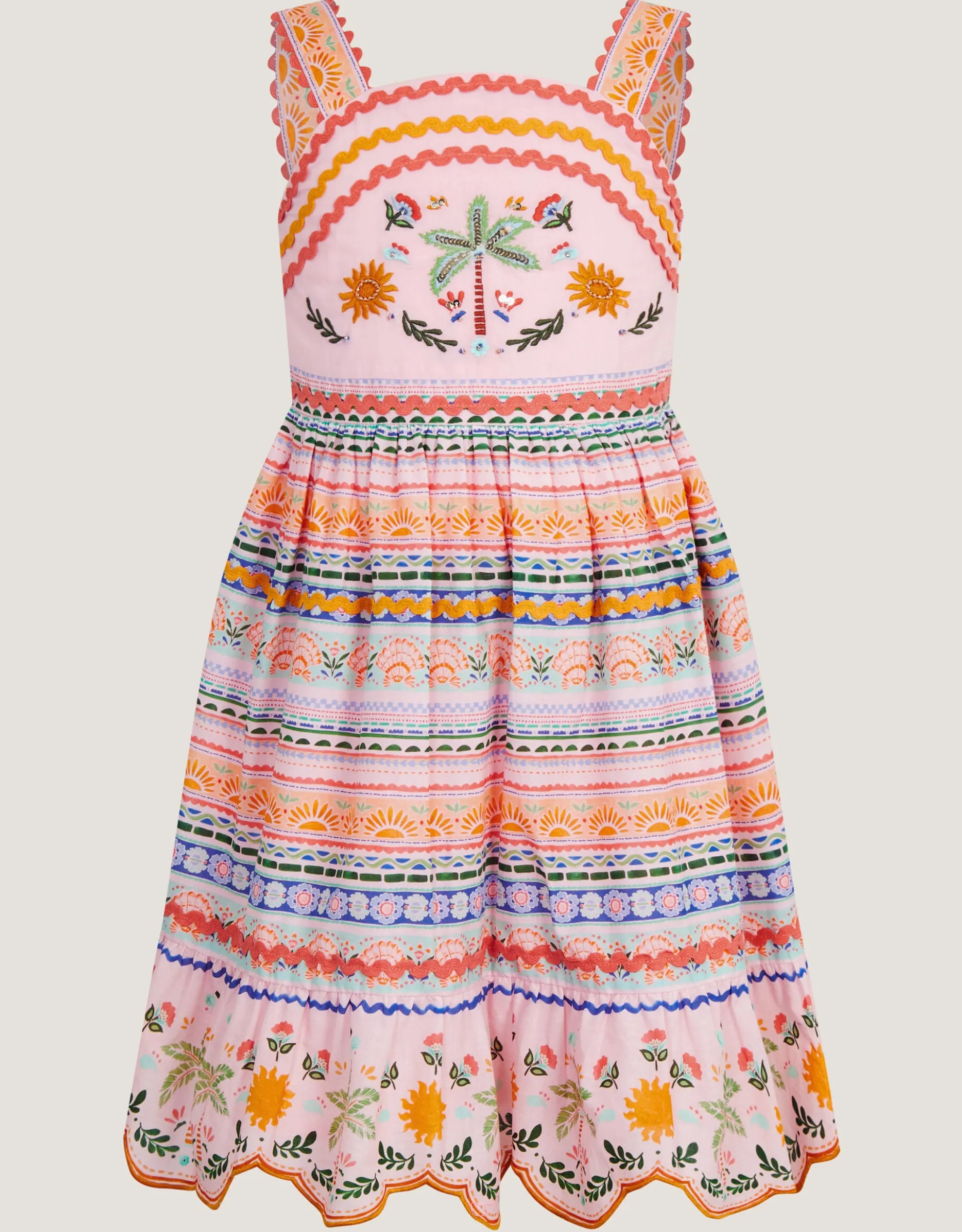 Monsoon x Charlie Taylor Print Tiered Dress Ivory