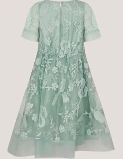 Montecarlo Floral Embroidered Party Dress Green