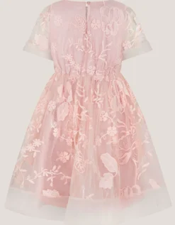 Montecarlo Floral Embroidered Party Dress Pink