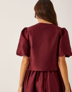 Mya Puff-Sleeve Jacket Red