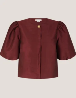 Mya Puff-Sleeve Jacket Red