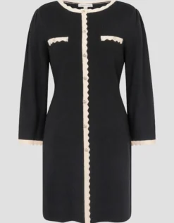 Nala Scallop Knit Mini Dress Black