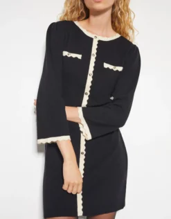 Nala Scallop Knit Mini Dress Black