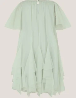 Nessa Sparkle Collar Waterfall Dress Green
