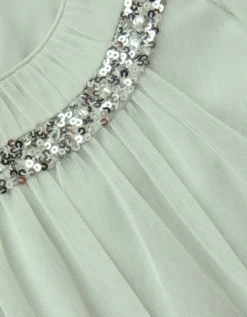 Nessa Sparkle Collar Waterfall Dress Green