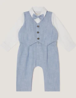 Newborn Arlo Waistcoat Romper Blue