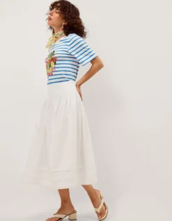 Nicole Cotton Midi Skirt White